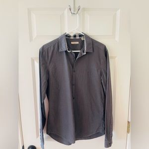 Burberry Brit Grey/Black Plaid Long Sleeve Button Medium